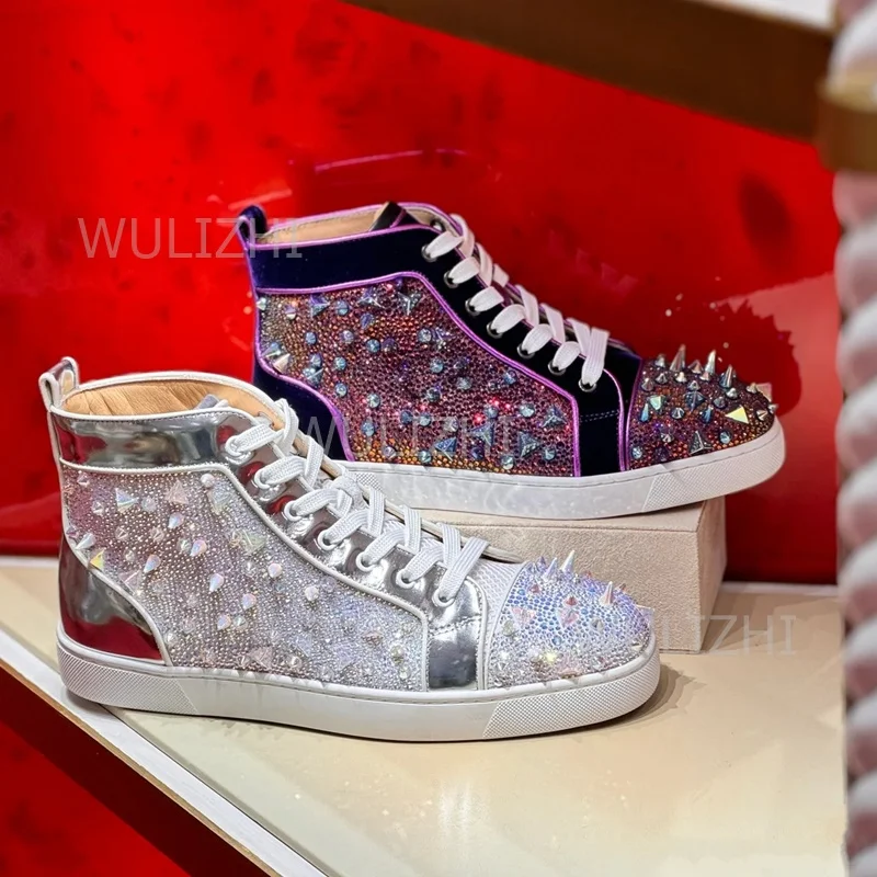 Running Gear Woman - Dark Purple Crystal Rivet Men Sneakers