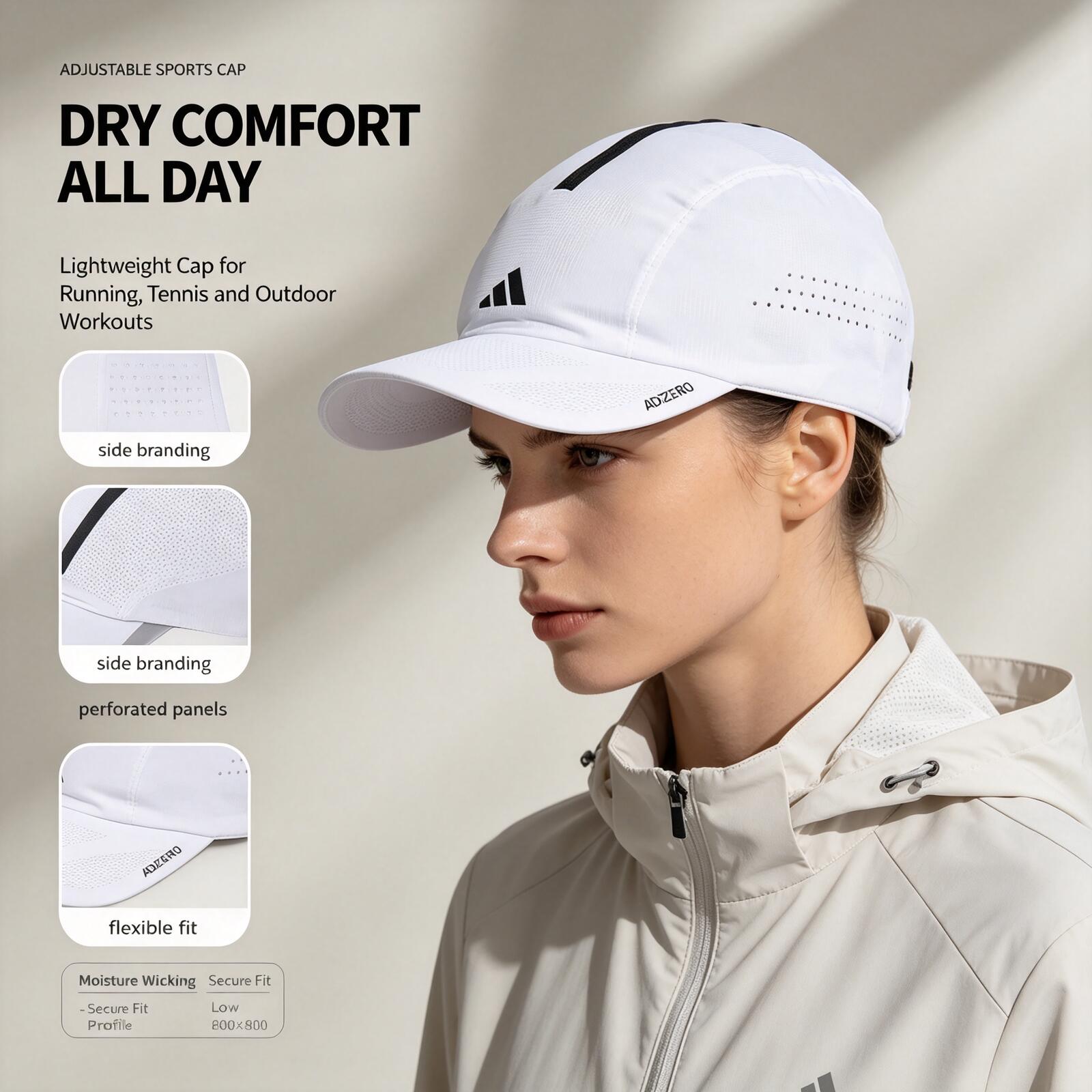 Adidas White Running Cap Light - đánh giá và giá Running Cap Mesh
